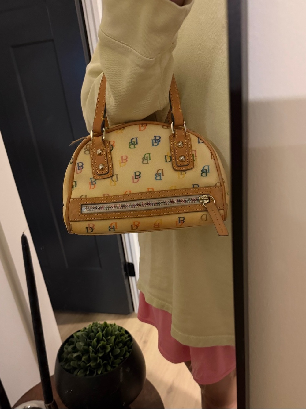 Dooney & Bourke Vintage “It” Y2K Multicolor DB Logo Satchel Top Handle - Picture 2 of 11